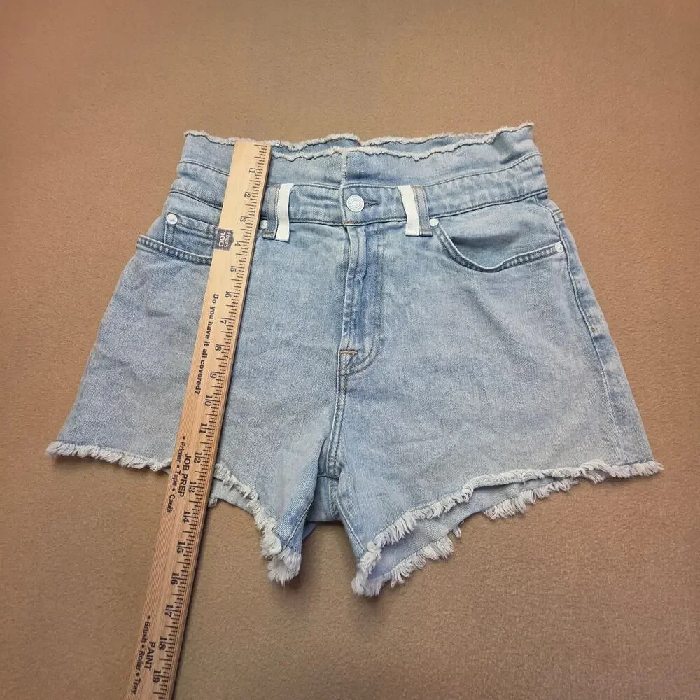 7 For All Mankind Paperbag Jean Denim Shorts Grand Street Light-Wash Sz 28
